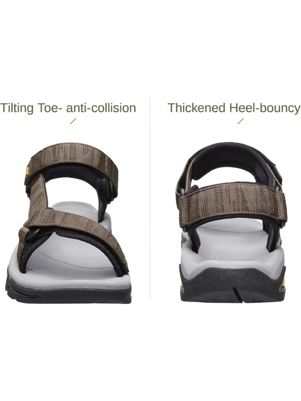 Men's Brown Arch Support Open Toe Outdoor Waterproof Hiking Sport Sandal Shoes